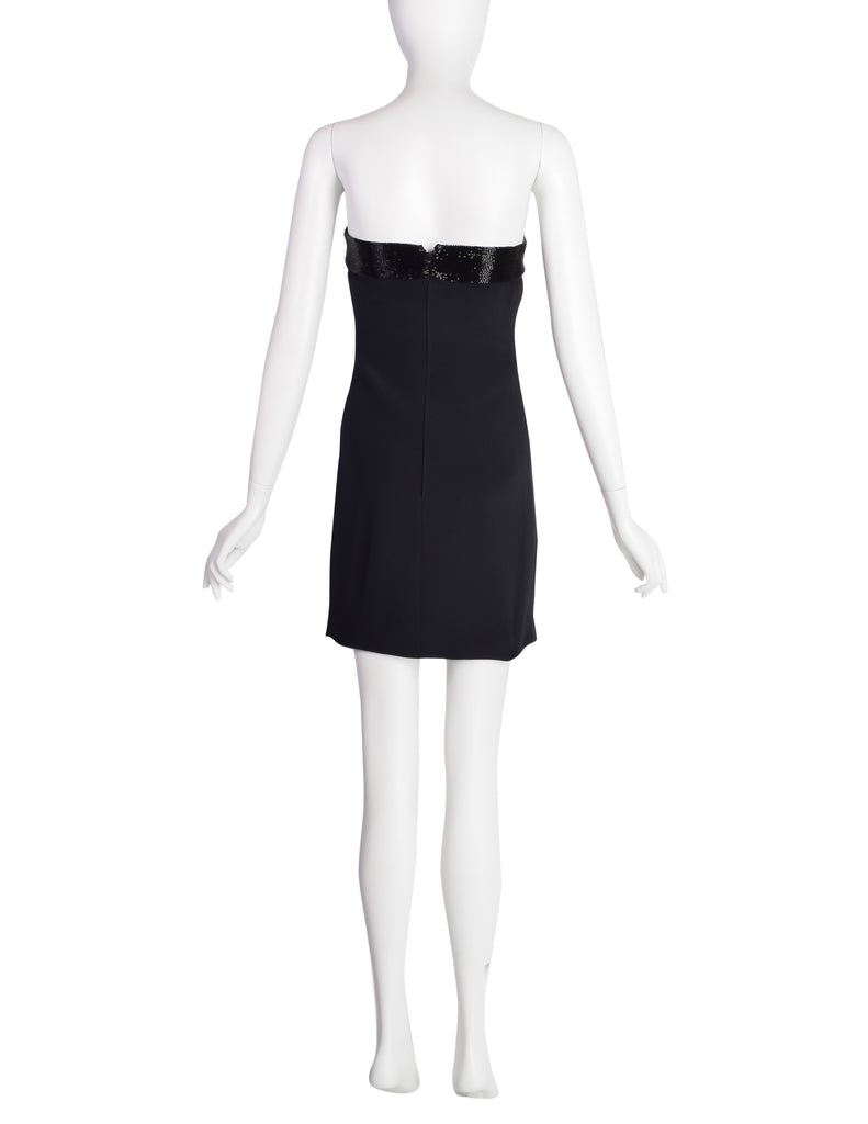 gucci black mini dress Vintage Gucci Women's Mini Dress Long Sleeve 100% Wool V-Neck Ruffle Black Sz S