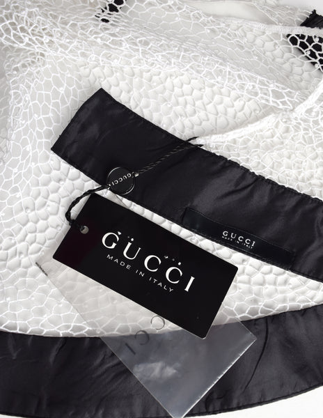 Gucci Vintage Tom Ford Era White Embroidered Lace Halter Top