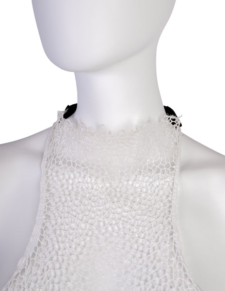 Gucci Vintage Tom Ford Era White Embroidered Lace Halter Top