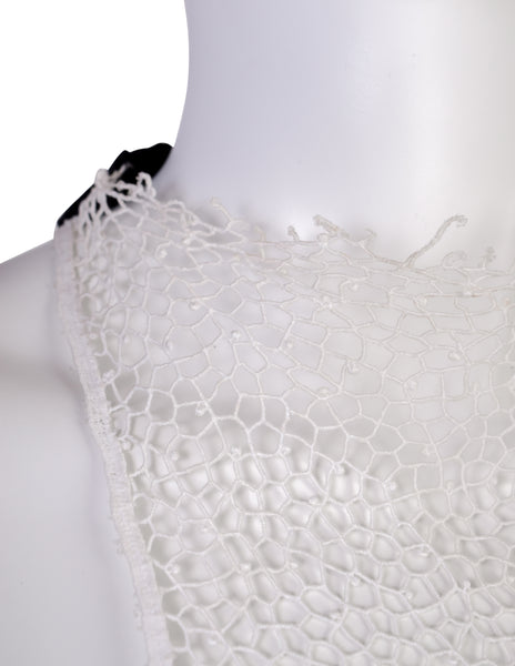 Gucci Vintage Tom Ford Era White Embroidered Lace Halter Top