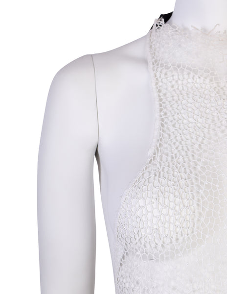 Gucci Vintage Tom Ford Era White Embroidered Lace Halter Top