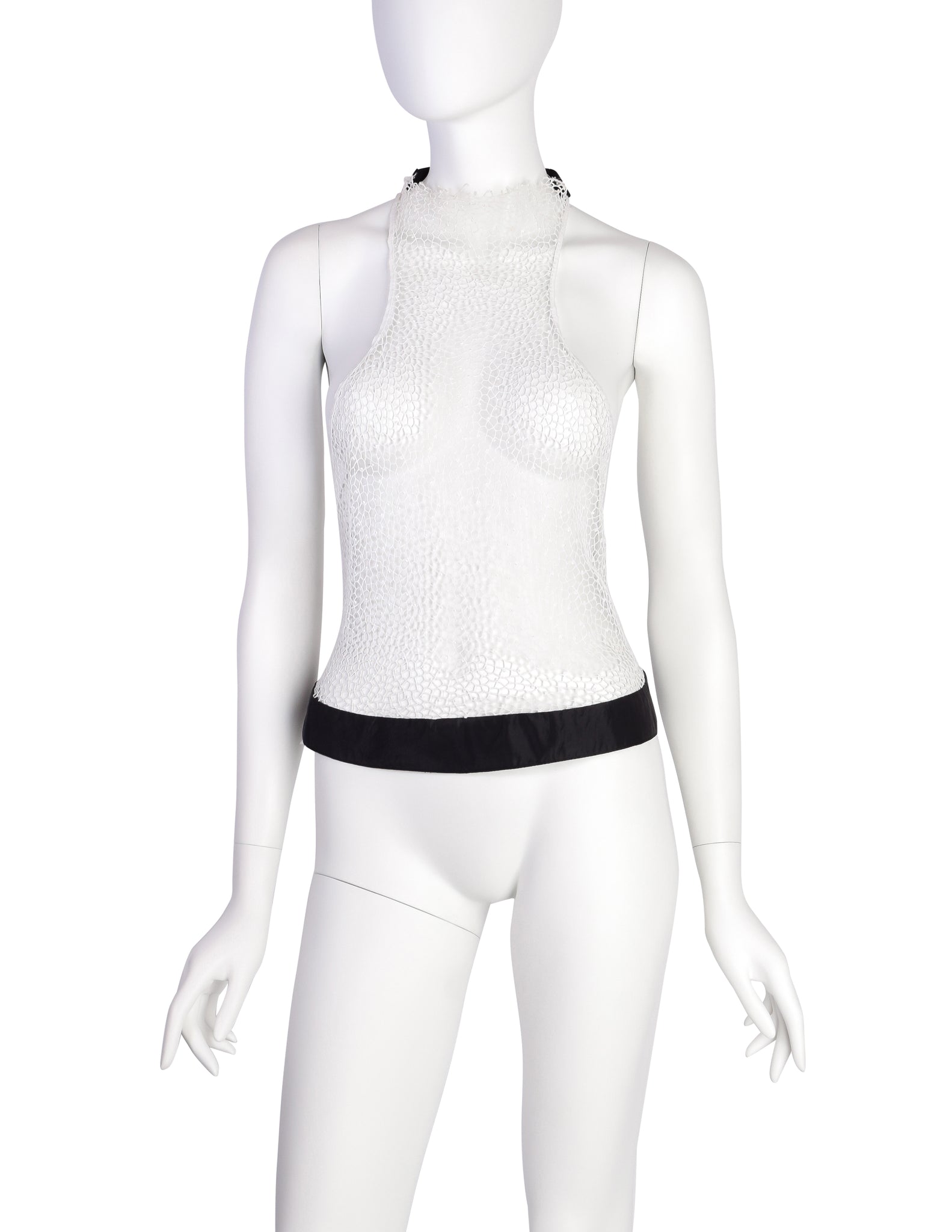 Gucci Vintage Tom Ford Era White Embroidered Lace Halter Top