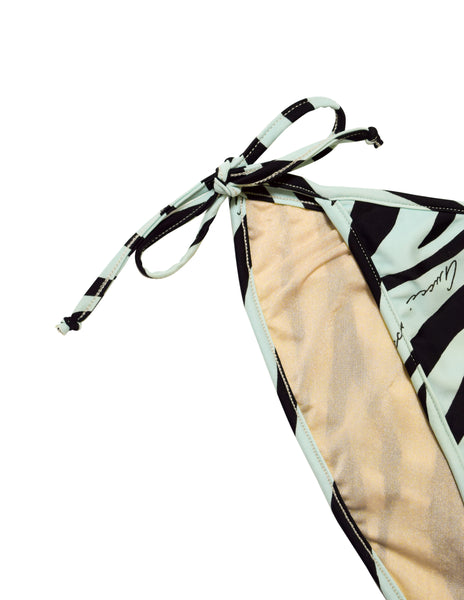 Gucci Vintage Tom Ford Era SS 1996 Pale Blue Black Zebra Bikini Swimsuit