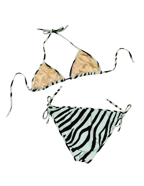 Gucci Vintage Tom Ford Era SS 1996 Pale Blue Black Zebra Bikini Swimsuit
