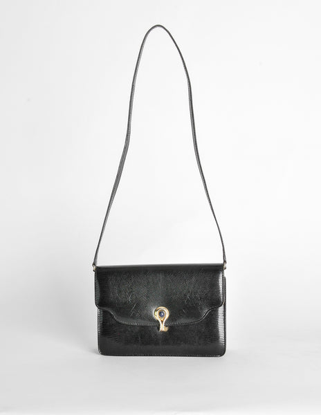 Gucci Vintage 1970s Black Lizard Skin Clutch Bag - Amarcord Vintage Fashion
 - 3