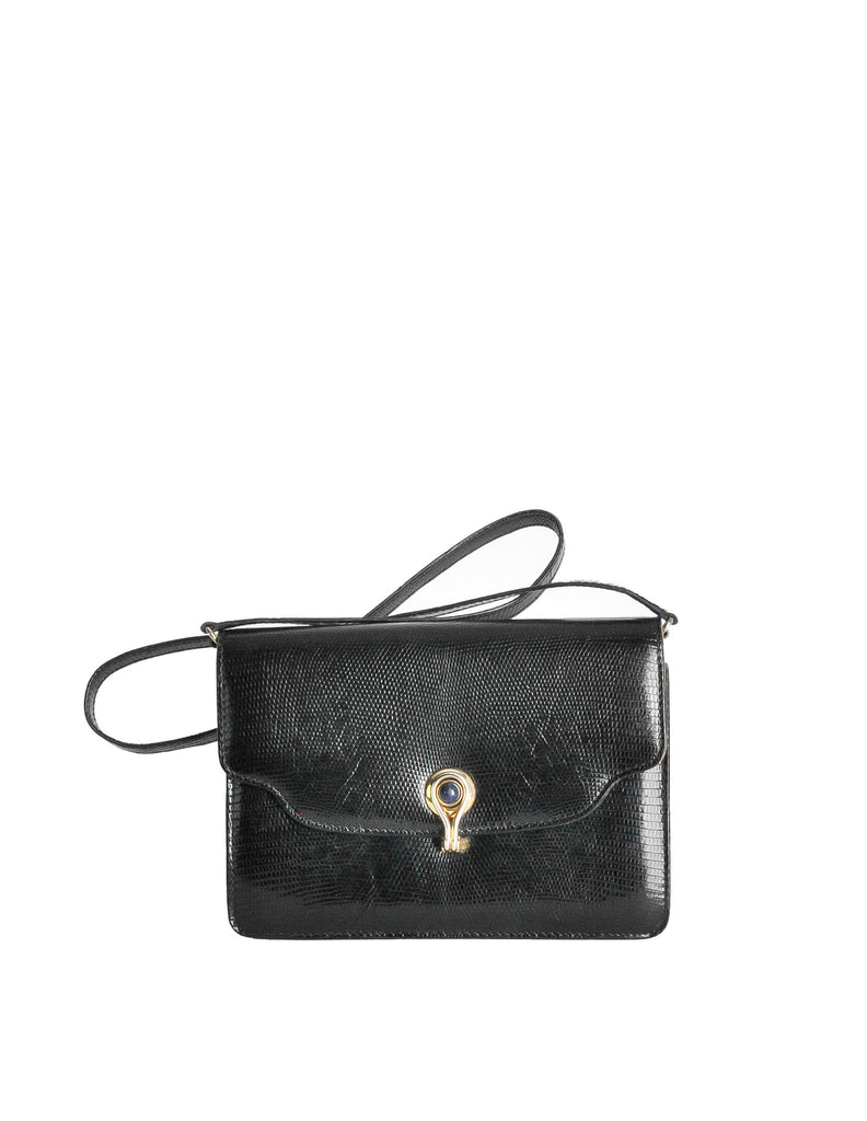 Hermes Black Lizard Vintage Shoulder Bag - Vintage Lux