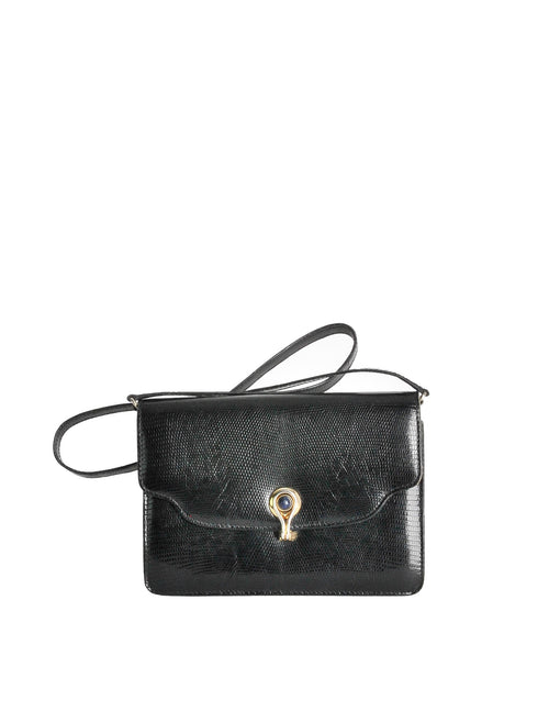 Gucci Vintage 1970s Black Lizard Skin Clutch Bag – Amarcord