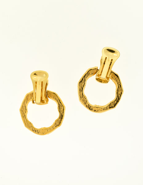 Gucci Vintage Gold Bamboo Door Knocker Hoop Earrings