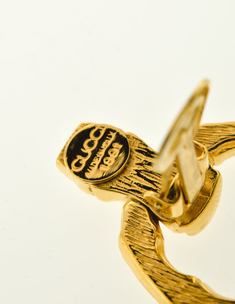 Gucci Vintage Gold Bamboo Door Knocker Hoop Earrings