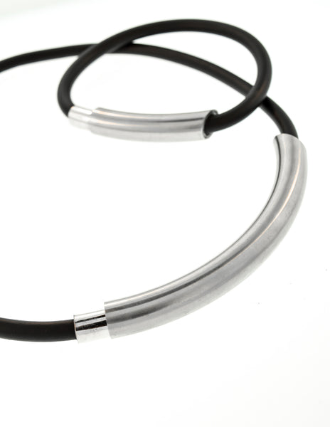 Gucci VIntage Black Rubber Magnetic Bracelet and Choker Necklace Set
