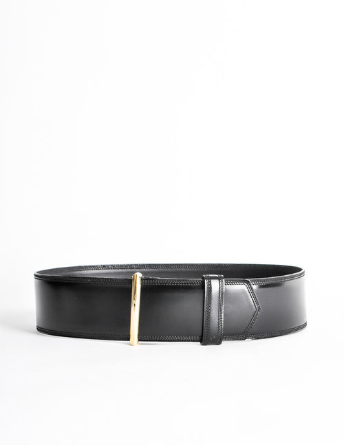 Gucci Vintage Wide Black Leather Belt – Amarcord Vintage Fashion display picture 1