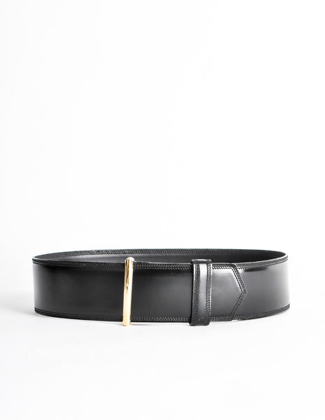 Gucci Vintage Wide Black Leather Belt - Amarcord Vintage Fashion
 - 6