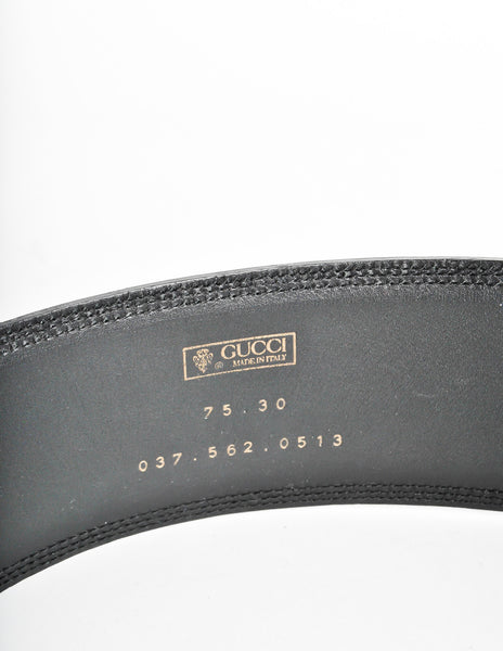 Gucci Vintage Wide Black Leather Belt - Amarcord Vintage Fashion
 - 4