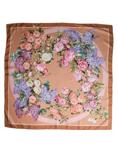 Gucci Vintage Brown Flora Floral Silk Scarf
