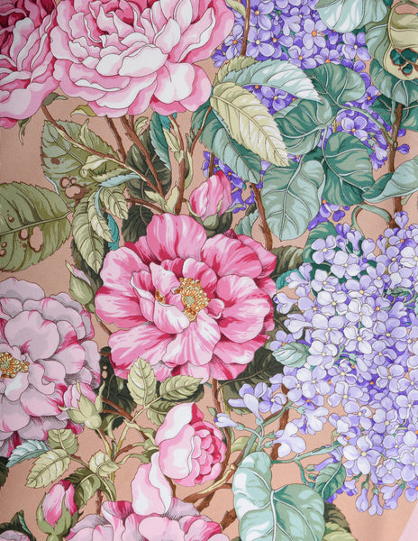 Gucci Vintage Brown Flora Floral Silk Scarf