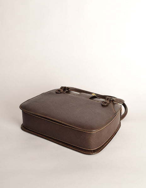 Gucci Vintage 1960s Brown Leather Structured Turn Lock Handbag - Amarcord Vintage Fashion
 - 5