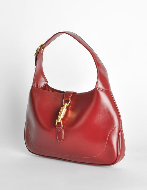 Gucci Jackie Vintage GG Canvas Leather Hobo Bag Red