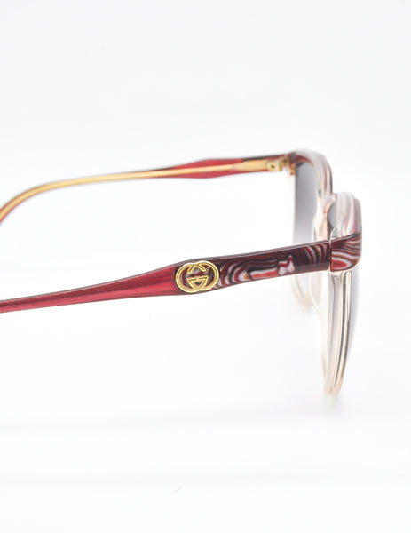 Gucci Vintage Maroon Marble and Clear Sunglasses