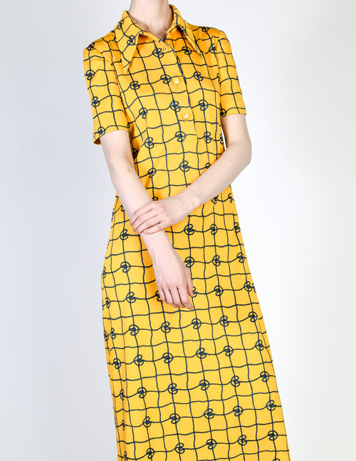 Gucci Vintage Rope Print Yellow Maxi Shirt Dress Amarcord Vintage Fashion Gucci Vintage Rope Print Yellow Maxi Shirt Dress Amarcord Vintage Fashion