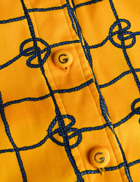 Gucci Vintage Rope Print Yellow Maxi Shirt Dress