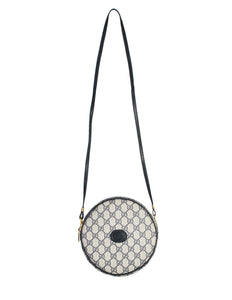 Gucci Vintage Round Navy Blue Monogram Leather Bag