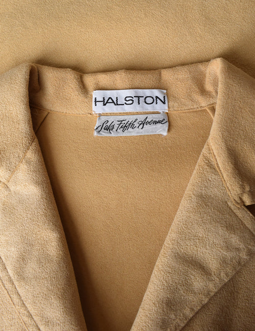 Halston Vintage Beige Ultrasuede Collared Shirt Dress Amarcord