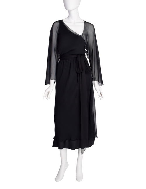 Halston Vintage 1970s Black Silk Chiffon Dress Amarcord Vintage Fashion Halston Vintage 1970s Black Silk Chiffon Dress Amarcord Vintage Fashion