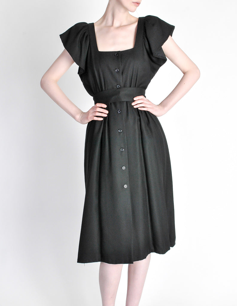 Halston Vintage Black Linen Button Up Dress – Amarcord Vintage Fashion