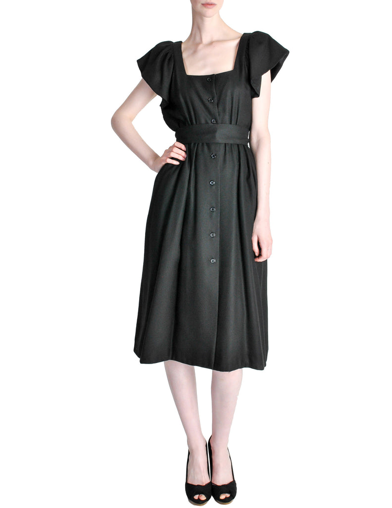 Halston Vintage Black Linen Button Up Dress – Amarcord Vintage Fashion