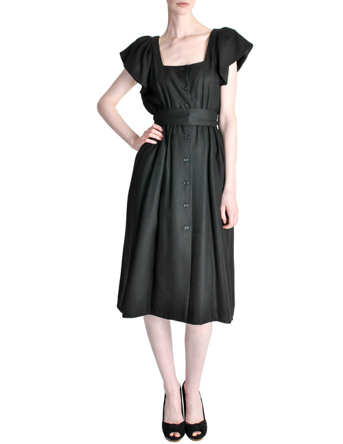 vintage halston dress Halston Vintage Black Linen Button Up Dress – Amarcord Vintage Fashion