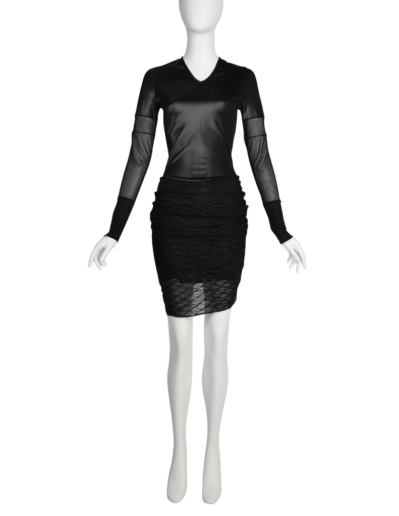 割引クーポン Helmut Lang Diamond Panel Sheer Stretch Liquid 1992 Vintage ワンピース