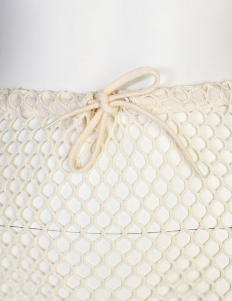 Helmut Lang Vintage 1998 Cream Cotton Fishnet Skirt