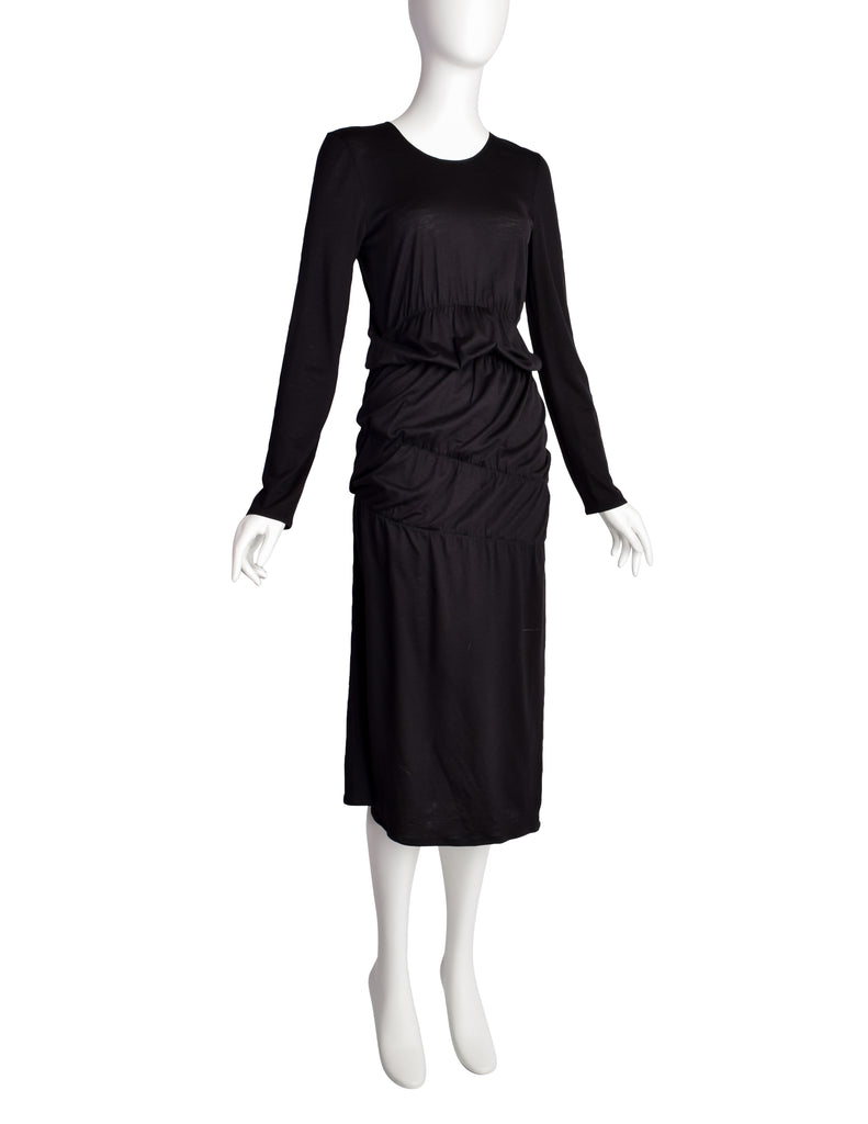 Helmut Lang Vintage Black Cotton Jersey Long Sleeve Ruched Scrunch Dre –  Amarcord Vintage Fashion