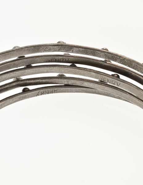 Henry Perichon Vintage Silver Ball Armlet Upper Arm Ring Bracelet Set