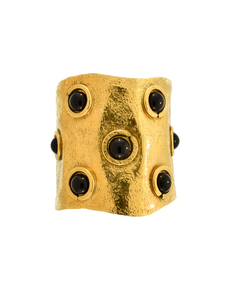 Henry Perichon Vintage Gold and Black Brutalist Cuff Bracelet