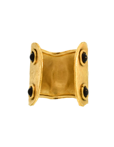Henry Perichon Vintage Gold and Black Brutalist Cuff Bracelet