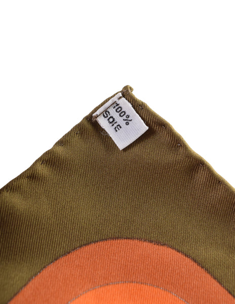 Hermes Vintage Coaching Equestrian Belt Strap Bridle Orange Green Silk Scarf