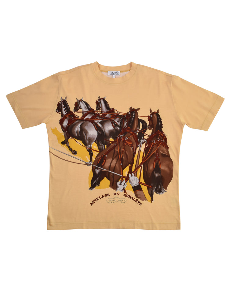 Hermes Vintage 1980s 'Attelage en Arbalete' Equestrian Horse Theme