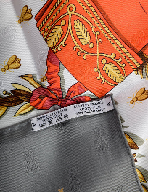 Hermes Vintage Napoleon Bee Jacquard Silk Scarf Amarcord Vintage