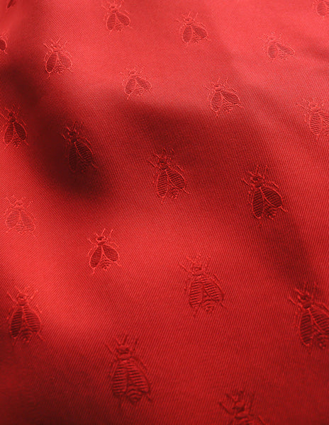 Hermès Vintage Red Silk Bee Jacquard Secretary Blouse Shirt