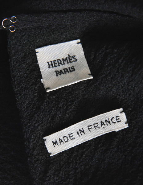 Hermès Vintage Black Silk Crepe Layered Bias Dress