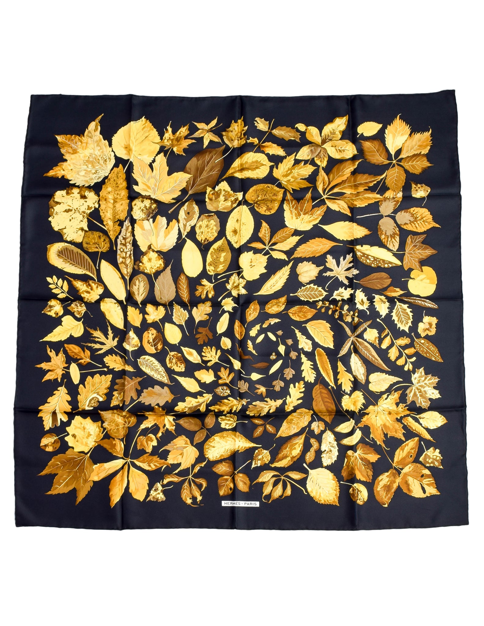 Hermes Vintage Tourbillon Autumn Leaves Silk Scarf