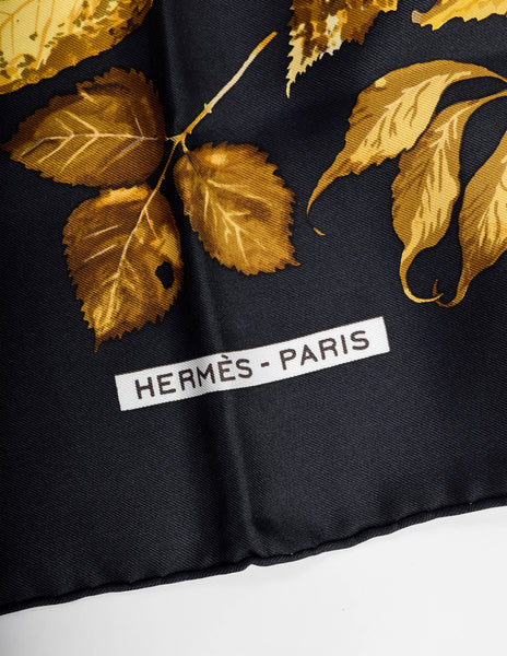 Hermes Vintage Tourbillon Autumn Leaves Silk Scarf