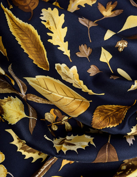 Hermes Vintage Tourbillon Autumn Leaves Silk Scarf