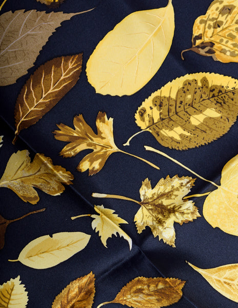 Hermes Vintage Tourbillon Autumn Leaves Silk Scarf