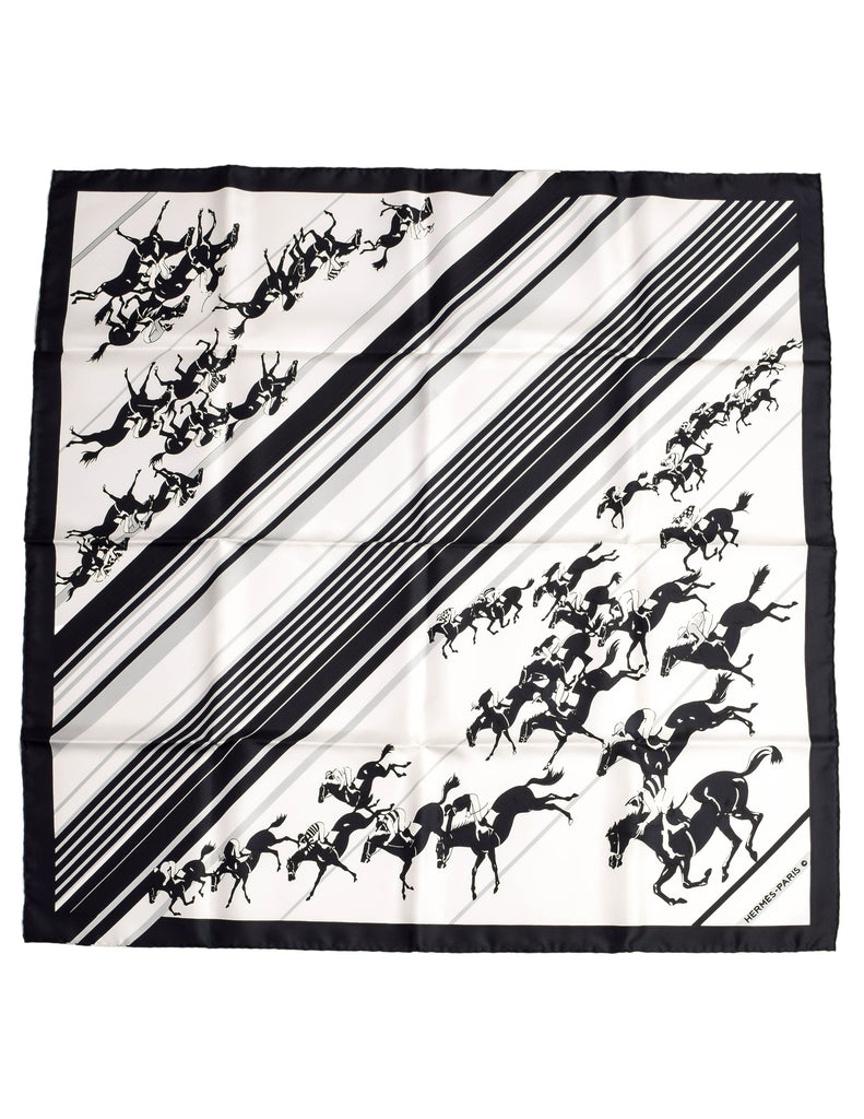 Hermes black sales and white scarf