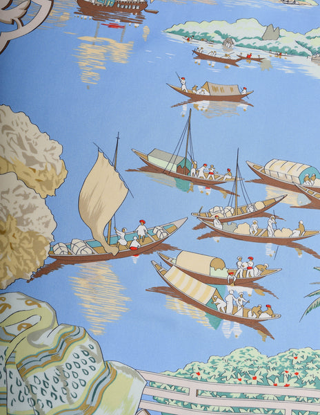 Hermes Vintage Le Fleuve Sacre Scenic Silk Scarf