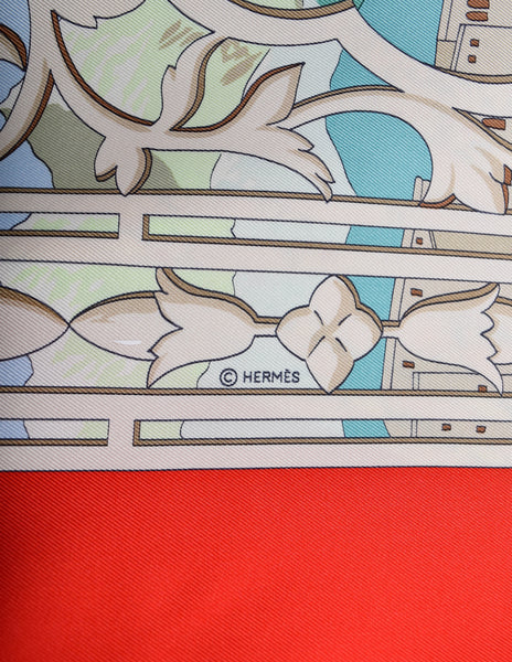 Hermes Vintage Le Fleuve Sacre Scenic Silk Scarf