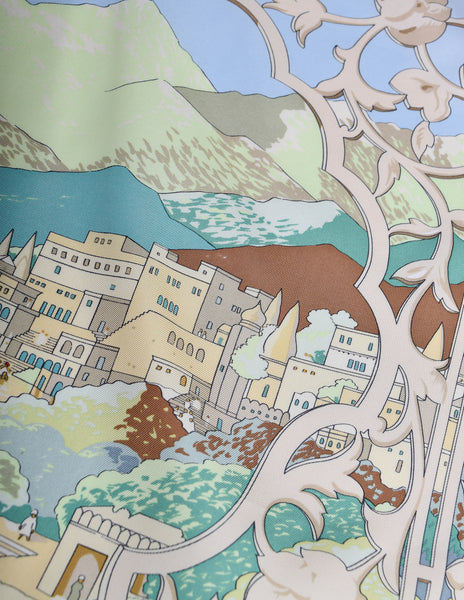 Hermes Vintage Le Fleuve Sacre Scenic Silk Scarf