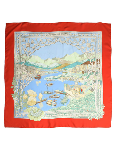 Hermes Vintage Le Fleuve Sacre Scenic Silk Scarf